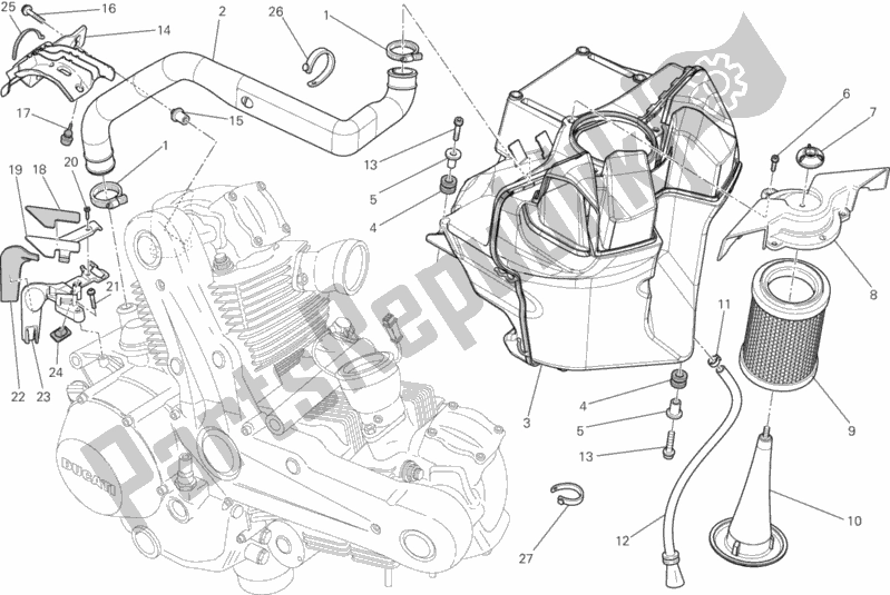 Todas as partes de Ingestão do Ducati Monster 659 ABS Australia 2014